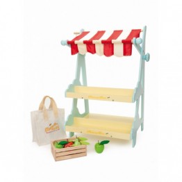 Ξύλινο Μανάβικο (με τσάντα για ψώνια και 1 καφάσι με φρούτα)